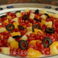 Ensalada de granada, naranja y queso