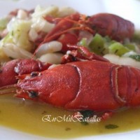 Alubias blancas con cangrejos de río