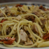 Espaguetis con pollo (aprovechamiento)