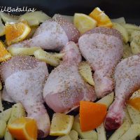 Pollo con patatas gajo al horno
