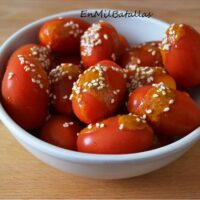 Tomatitos cherry aliñados para aperitivo