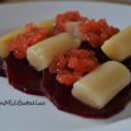 Ensalada de remolacha con esferificaciones de gamba roja - En Mil Batallas