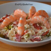 Ensalada de arroz con langostinos